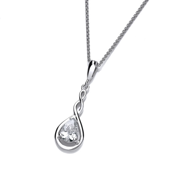 Silver and Cubic Zirconia Celtic Twist Pendant with 16-18 Chain