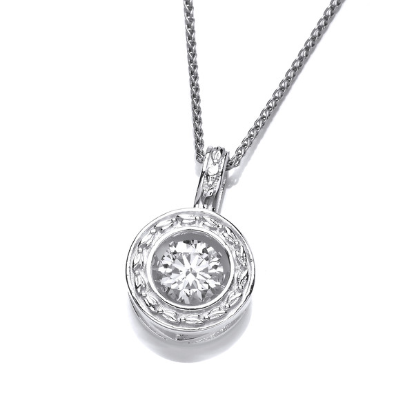 Silver and Dancing CZ Round Garland Pendant