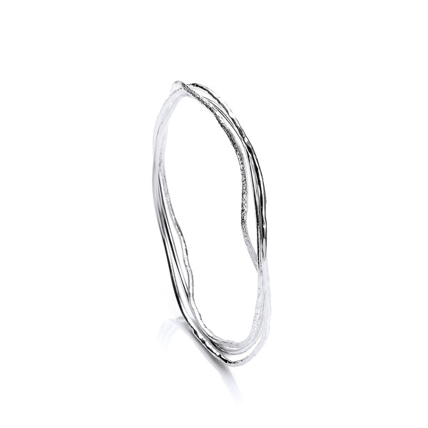 Delicate Silver 3 Ring Bangle