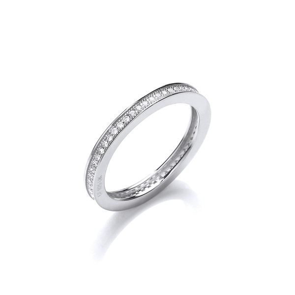 Silver & Cubic Zirconia Single Row Stacking Ring