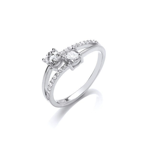 Silver and Cubic Zirconia Twin Solitaire Ring