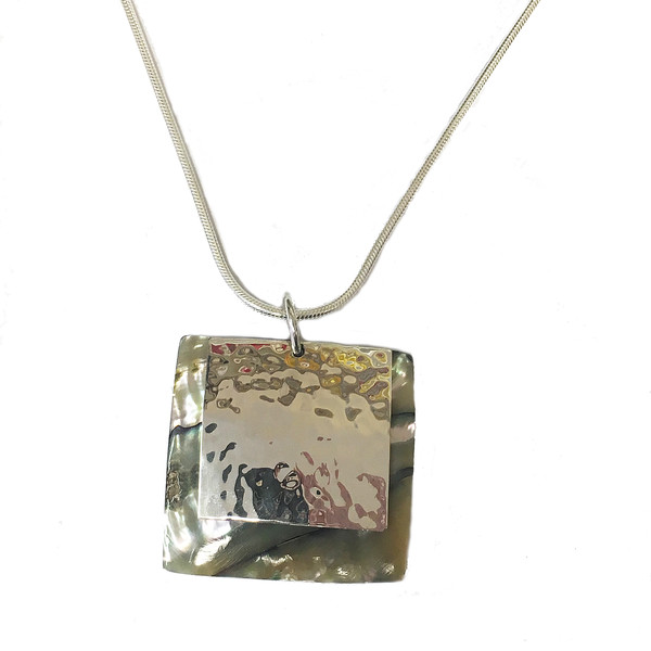 Silver Irridescent square pendant without chain