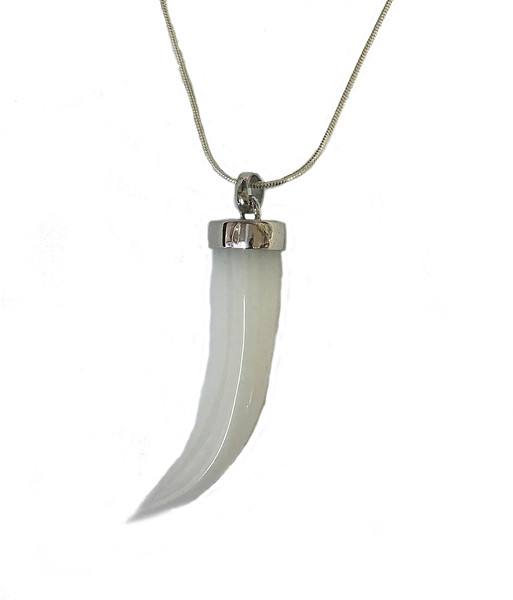 Silver White Averturine Horn Pendant without chain