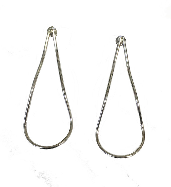 Silver long loop earrings