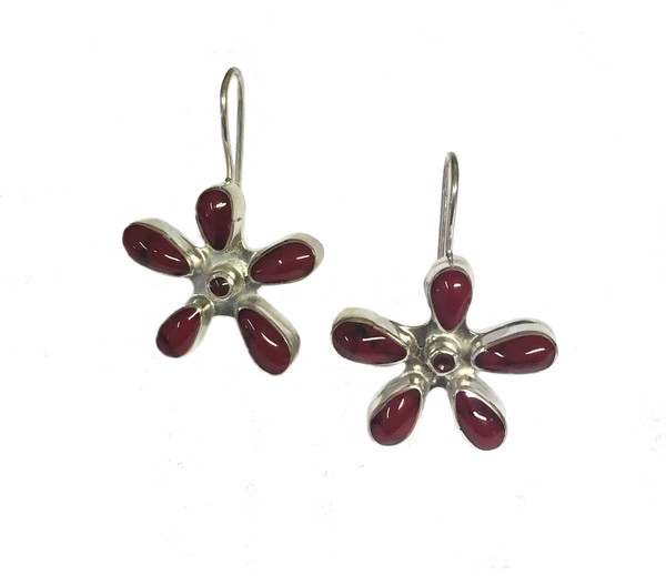 Red ceramic daisy earrings