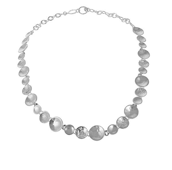 Silver Textured Dishes Necklace