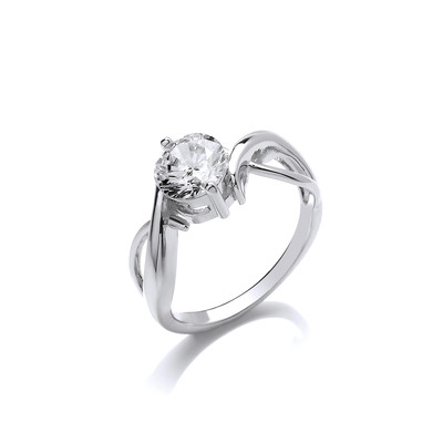 'Loving Twist' Cubic Zirconia and Silver Ring