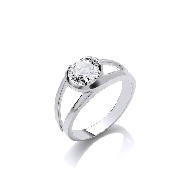 Silver Swirl & Cubic Zirconia Solitaire Ring