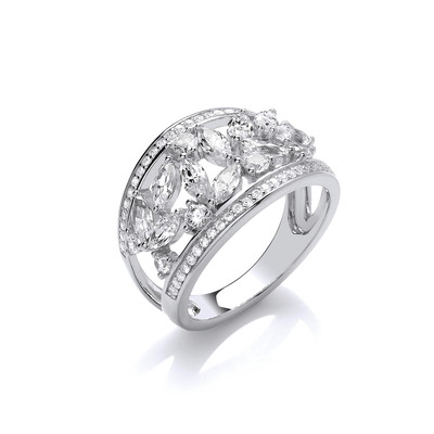 Silver and CZ's Galore Ring