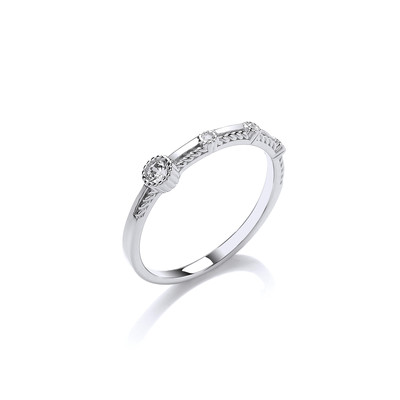 Fine Silver & Cubic Zirconia Studded Ring