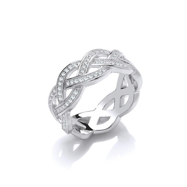 Silver & Cubic Zirconia Weave Band Ring