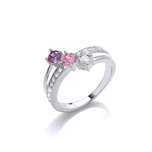 'Pinks and Purples' Cubic Zirconia Solitaires Ring