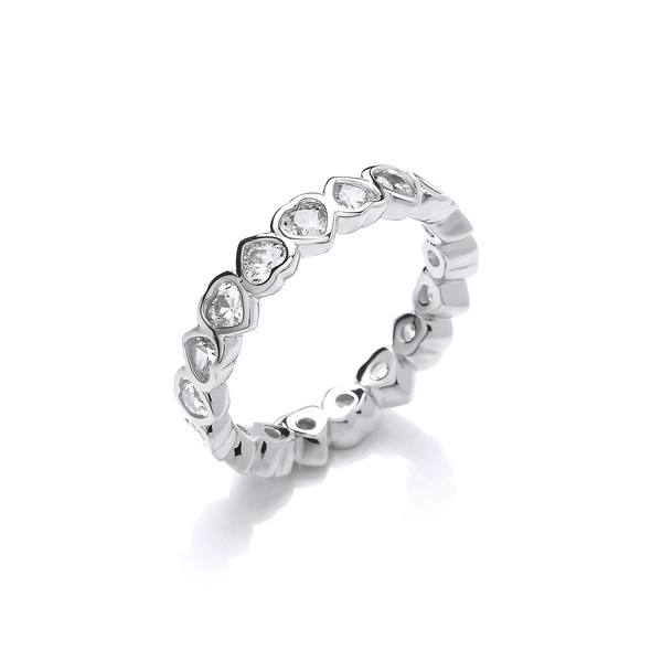 'All Hearts' Silver & Cubic Zirconia Band Ring