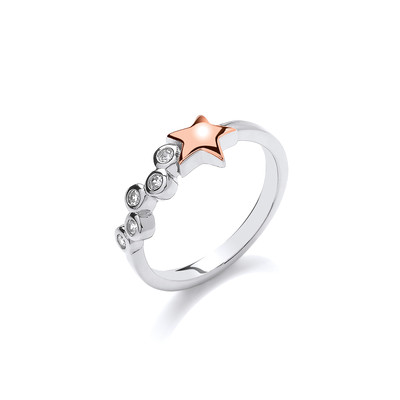 Silver and Rose Gold Shooting Star Ring