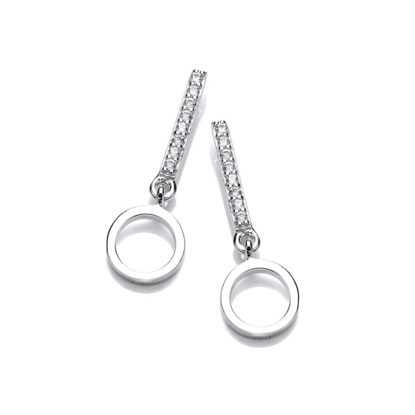 Silver & Cubic Zirconia Circle Drop Earrings