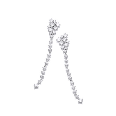 Silver & Cubic Zirconia Constellation Long Drop Earrings