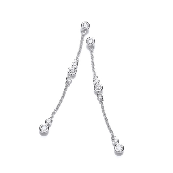 Silver & Cubic Zirconia Bubbles Drop Earrings