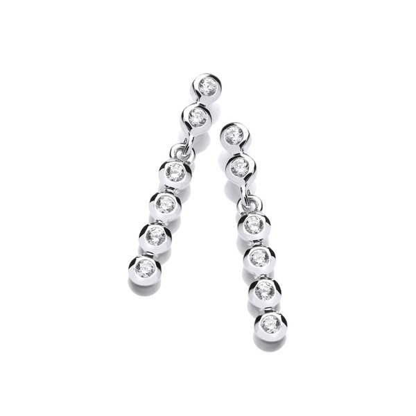 Swaying Silver and Cubic Zirconia Bubble Drop Earrings