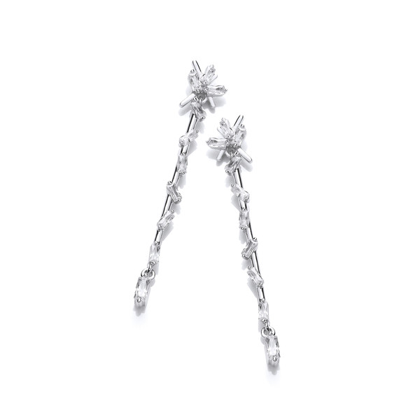 Silver & Cubic Zirconia Icicle Drop Earrings