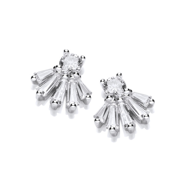 Regal Silver & Cubic Zirconia Stud Earrings