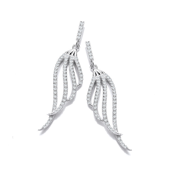 Silver & Cubic Zirconia Angel Wing Earrings