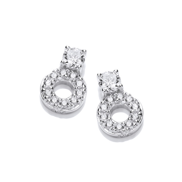 Cubic Zirconia Solitaire and Circle Earrings