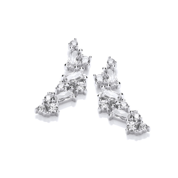 Silver & Cubic Zirconia Mosaic Earrings