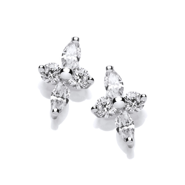 Silver and Cubic Zirconia Starry Cross Earrings