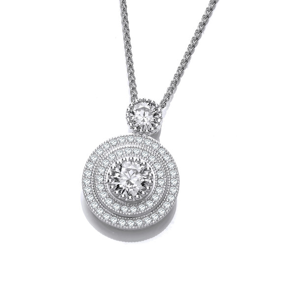 Elegant Silver and Cubic Zirconia Pendant with 16-18 Silver Chain