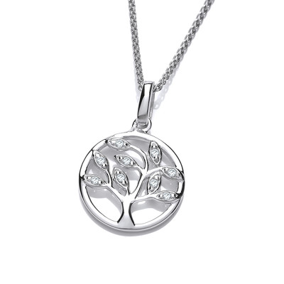 Silver & Cubic Zirconia Mini Tree of Life Design Pendant
