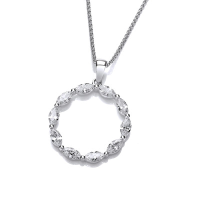 Silver & Marquise Cubic Zirconia Circle Pendant