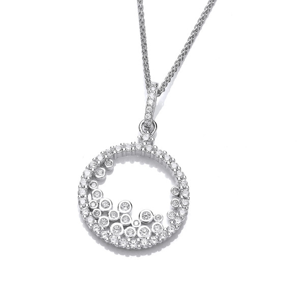 Silver & Tumbling Cubic Zirconia  Pendant without Chain