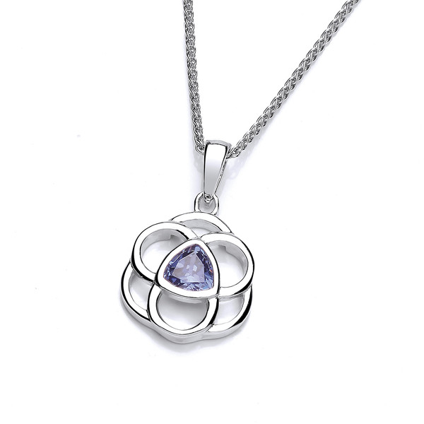 Celtic Silver & Tanzanite Cubic Zirconia Pendant without Chain