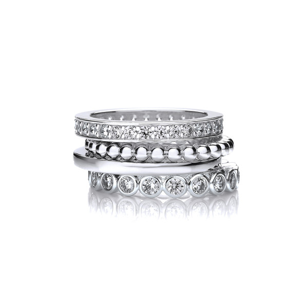 Silver & Cubic Zirconia Mix & Match Stacking Rings