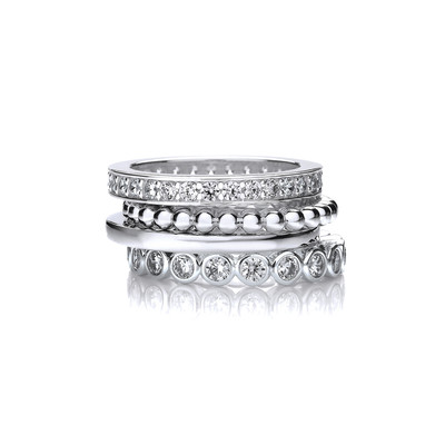 Silver & Cubic Zirconia Mix & Match Stacking Rings