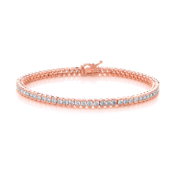 Silver, Rose Gold and Cubic Zirconia Circles Tennis Bracelet