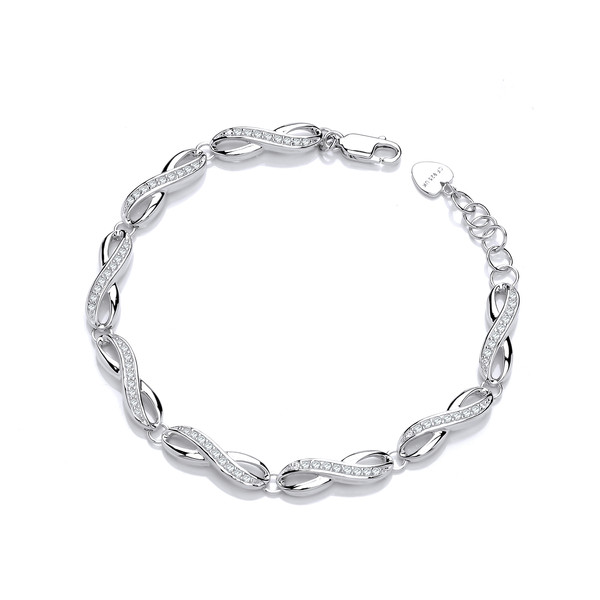 Silver and CZ Infinity Twist Bracelet