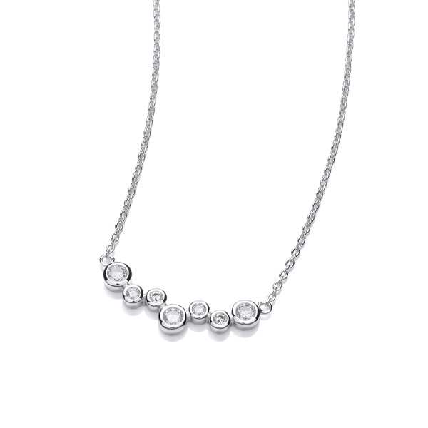 Silver and Cubic Zirconia Bubble Mix Necklace