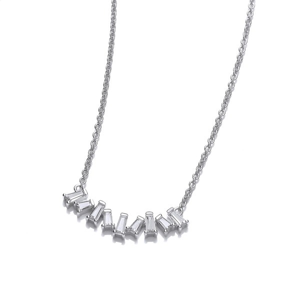 Silver and Cubic Zirconia Cluster Necklace
