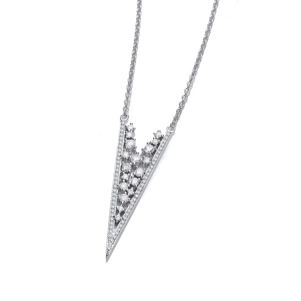 Deco Style Silver and Cubic Zirconia Lace Necklace