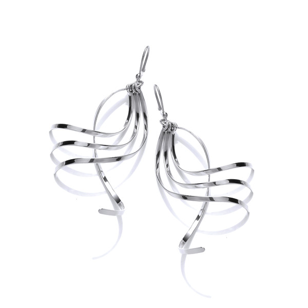 Sterling Silver Large Swirling Strands Earrings