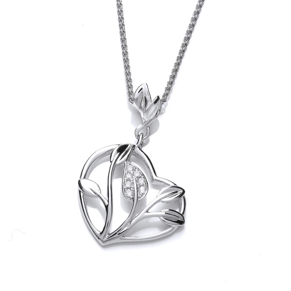 Silver and CZ Heart of the Flower Pendant without Chain