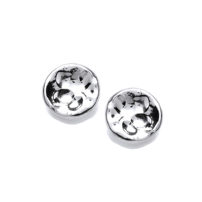 Round Textured Silver Stud Earrings