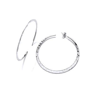 Large Wafer-Thin Hammered Silver Hoops
