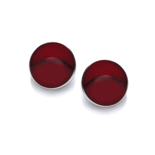 Sterling Silver & Red Jasper Button Earrings