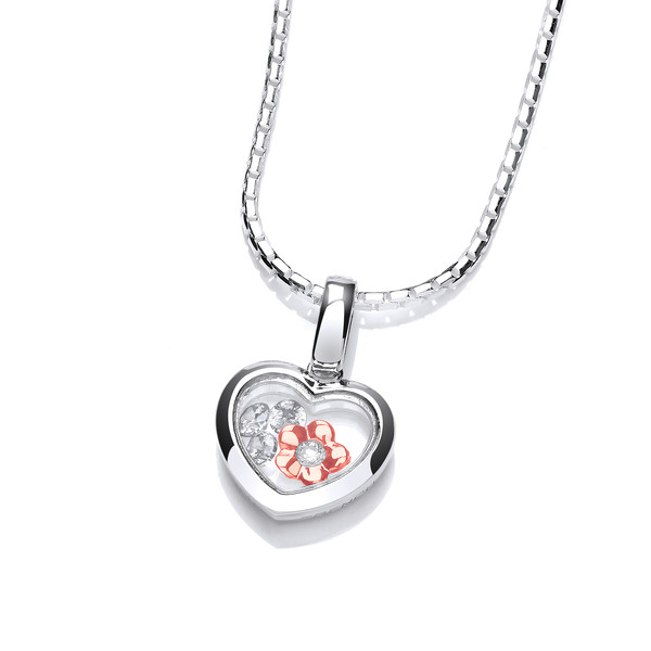 Celestial Flower within my Heart Pendant with 16-18 Silver Chain