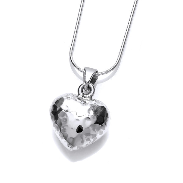 True Love Hammered Silver Heart Pendant without Chain