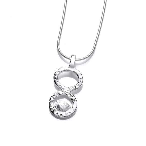 Hammered Silver Rings Pendant with 16-18 Silver Chain