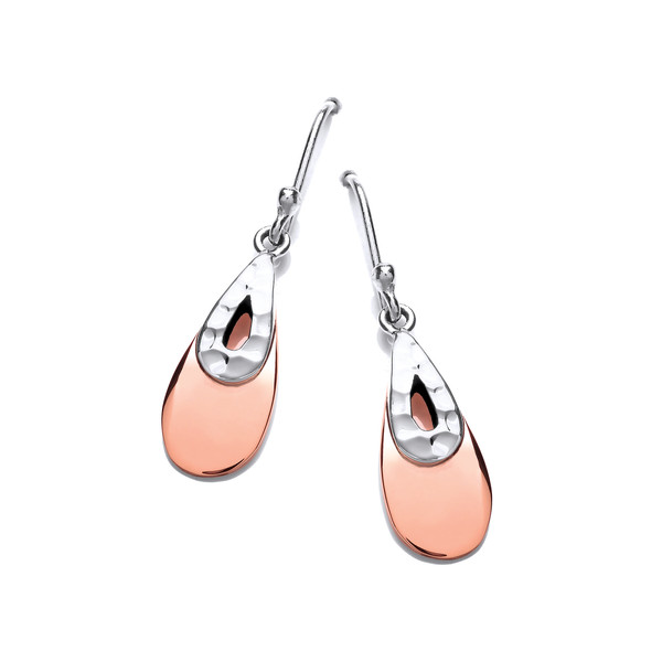 Silver and Copper Drop Earrings