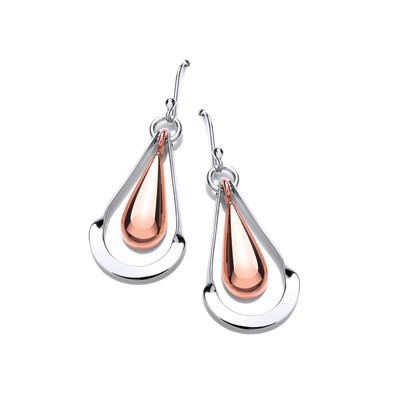 Silver and Copper Teardrop Earrings